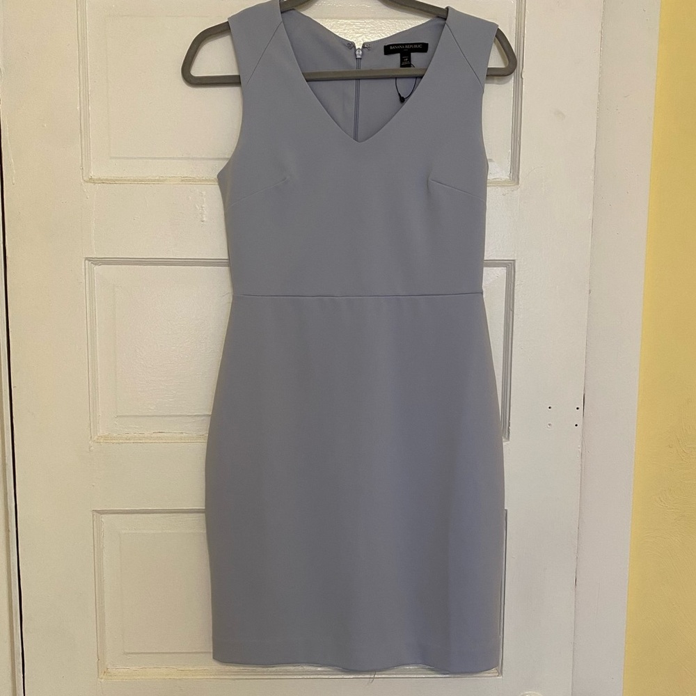 Banana republic Factory office wear workwear light pale blue dress PETITE